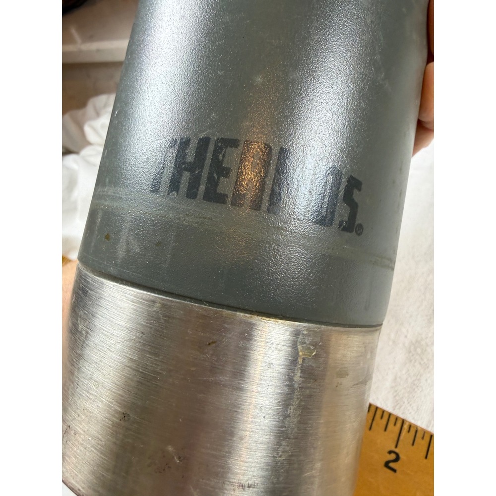 Thermos Vacuum Bottle 1.03‎ Quart Gray Stainless Steel Vintage Stopper No. 650